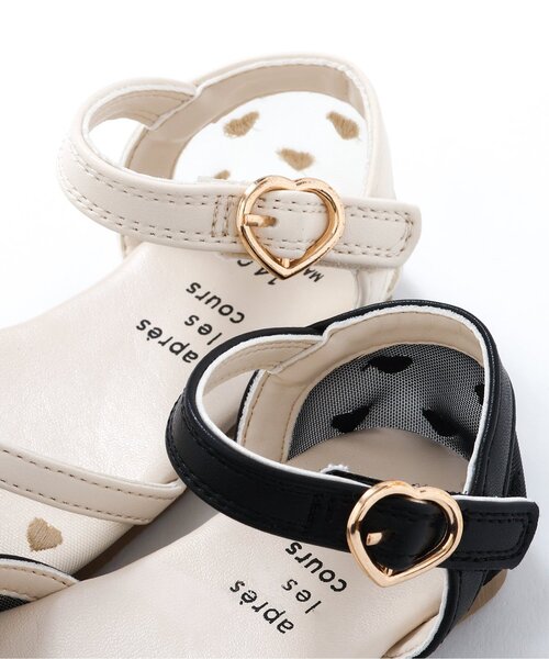 apres les cours（アプレレクール）の「ハート刺繍メッシュサンダル（サンダル・キッズ・ブラック/アイボリー・16/15 /14/19/18/17）」の8枚目の写真