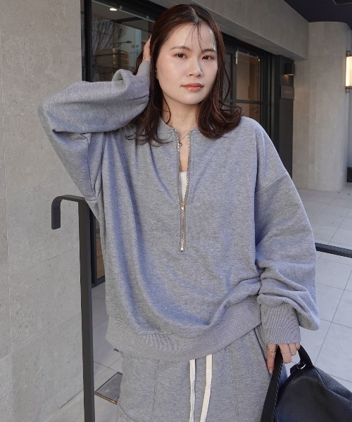 CORNERS（コーナーズ）の「ハーフジップスウェット【セットアップ可能】（スウェット・レディース・グレー/ブラック/オートミール・M）」の11枚目の写真