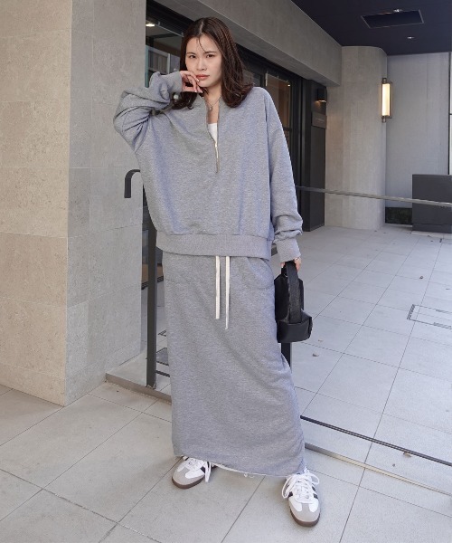 CORNERS（コーナーズ）の「ハーフジップスウェット【セットアップ可能】（スウェット・レディース・グレー/ブラック/オートミール・M）」の13枚目の写真