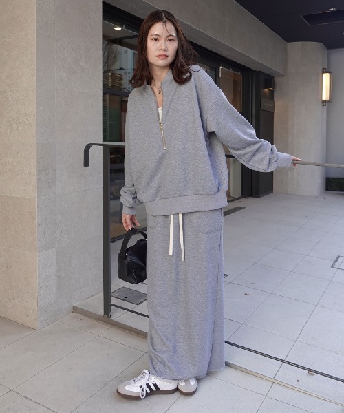 CORNERS（コーナーズ）の「ハーフジップスウェット【セットアップ可能】（スウェット・レディース・グレー/ブラック/オートミール・M）」の15枚目の写真