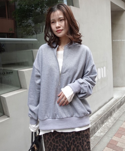 CORNERS（コーナーズ）の「ハーフジップスウェット【セットアップ可能】（スウェット・レディース・グレー/ブラック/オートミール・M）」の17枚目の写真