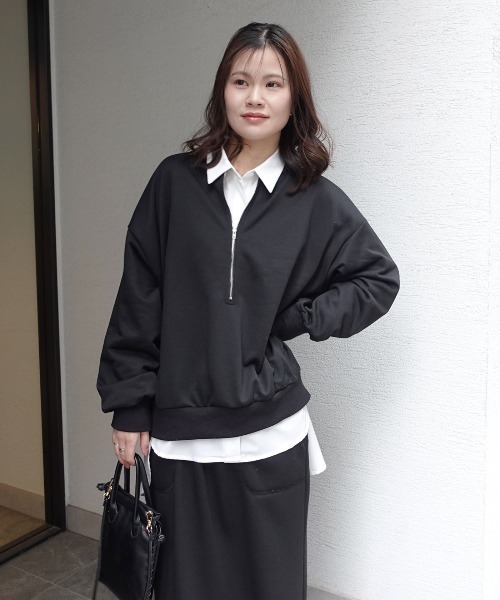 CORNERS（コーナーズ）の「ハーフジップスウェット【セットアップ可能】（スウェット・レディース・グレー/ブラック/オートミール・M）」の19枚目の写真