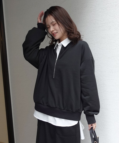 CORNERS（コーナーズ）の「ハーフジップスウェット【セットアップ可能】（スウェット・レディース・グレー/ブラック/オートミール・M）」の20枚目の写真