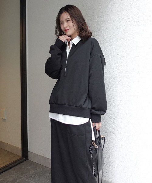 CORNERS（コーナーズ）の「ハーフジップスウェット【セットアップ可能】（スウェット・レディース・グレー/ブラック/オートミール・M）」の21枚目の写真