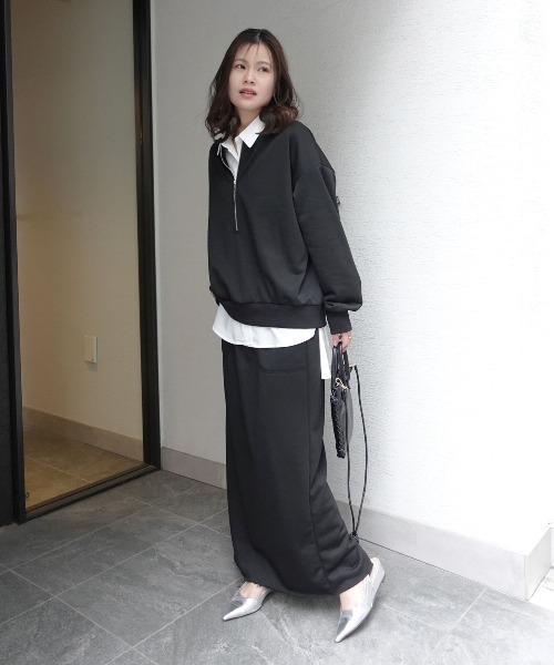 CORNERS（コーナーズ）の「ハーフジップスウェット【セットアップ可能】（スウェット・レディース・グレー/ブラック/オートミール・M）」の22枚目の写真