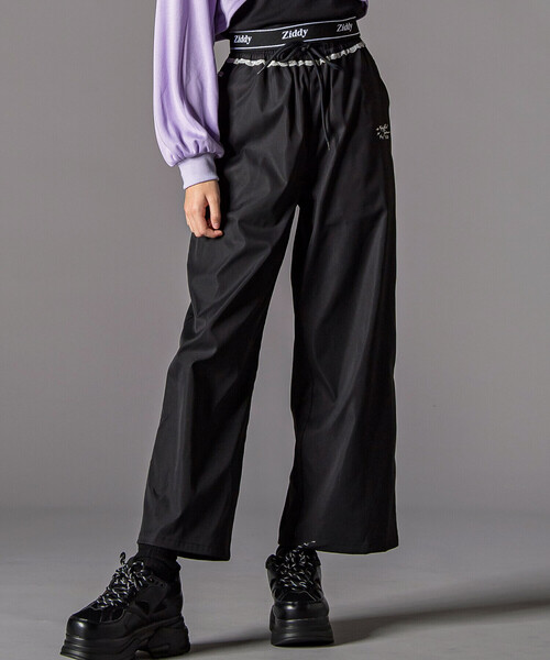 ZIDDY（ジディ）の「チラレースウエストワイドパンツ(130~160cm)（その他パンツ・キッズ・グレー/ブラック・140cm/FREE/150cm/130cm）」の2枚目の写真