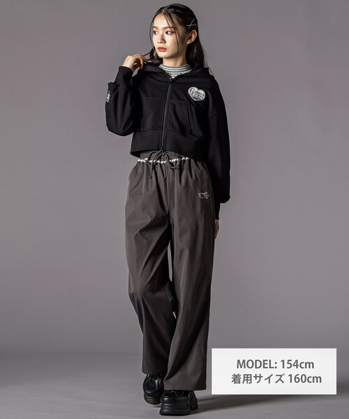 ZIDDY（ジディ）の「チラレースウエストワイドパンツ(130~160cm)（その他パンツ・キッズ・グレー/ブラック・140cm/FREE/150cm/130cm）」の4枚目の写真