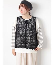 Samansa Mos2（サマンサ モスモス）の「裾スカラップレースベスト（シャツ/ブラウス）」