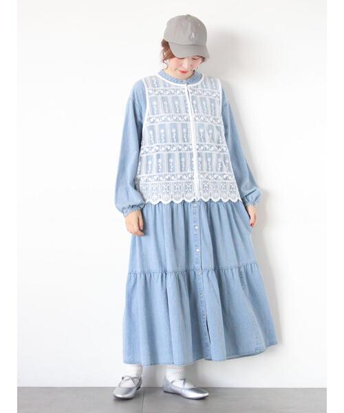 Samansa Mos2（サマンサ モスモス）の「裾スカラップレースベスト（シャツ/ブラウス・レディース・オフホワイト/ブラック・F）」の5枚目の写真