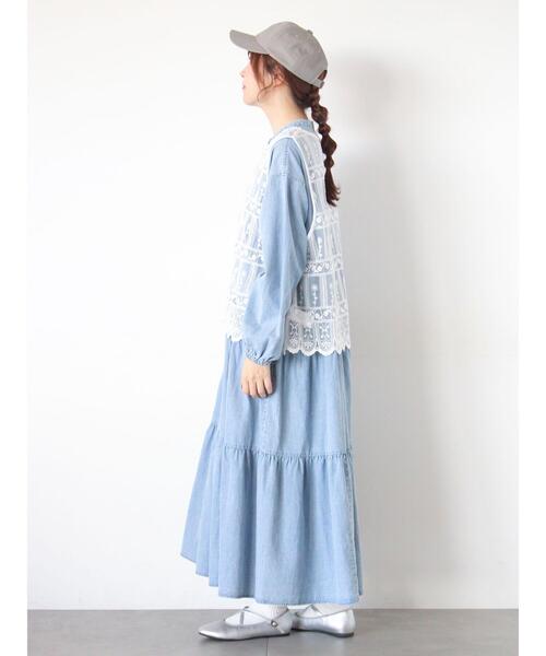 Samansa Mos2（サマンサ モスモス）の「裾スカラップレースベスト（シャツ/ブラウス・レディース・オフホワイト/ブラック・F）」の7枚目の写真