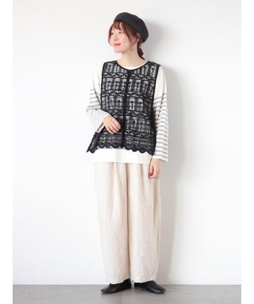 Samansa Mos2（サマンサ モスモス）の「裾スカラップレースベスト（シャツ/ブラウス・レディース・オフホワイト/ブラック・F）」の12枚目の写真