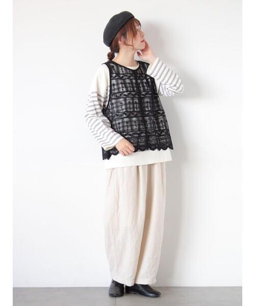 Samansa Mos2（サマンサ モスモス）の「裾スカラップレースベスト（シャツ/ブラウス・レディース・オフホワイト/ブラック・F）」の13枚目の写真