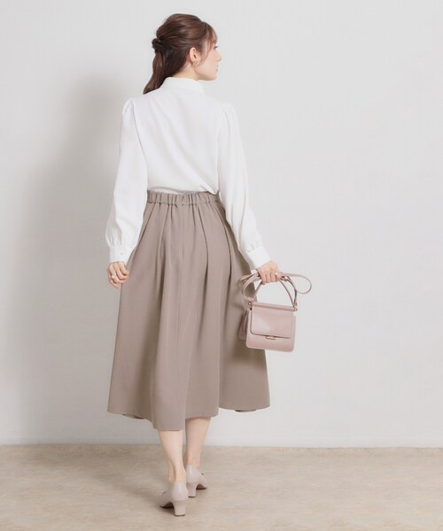 couture brooch（クチュールブローチ）の「【洗える・通勤】ビットベルト タックスカート（スカート・レディース・ブラウン系その他/ネイビー・36/40/38/42）」の5枚目の写真