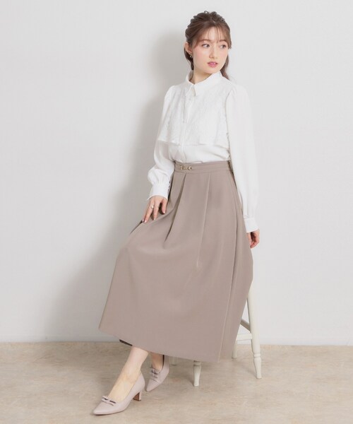 couture brooch（クチュールブローチ）の「【洗える・通勤】ビットベルト タックスカート（スカート・レディース・ブラウン系その他/ネイビー・36/40/38/42）」の7枚目の写真