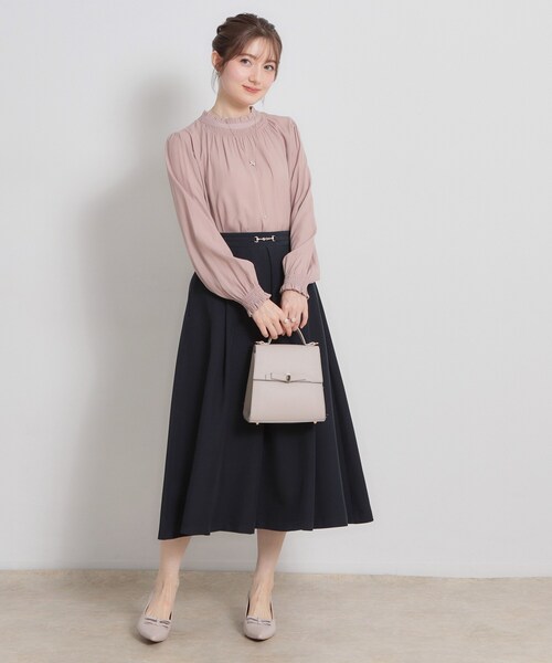 couture brooch（クチュールブローチ）の「【洗える・通勤】ビットベルト タックスカート（スカート・レディース・ブラウン系その他/ネイビー・36/40/38/42）」の10枚目の写真