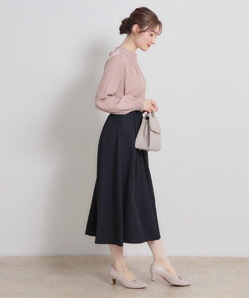 couture brooch（クチュールブローチ）の「【洗える・通勤】ビットベルト タックスカート（スカート・レディース・ブラウン系その他/ネイビー・36/40/38/42）」の11枚目の写真