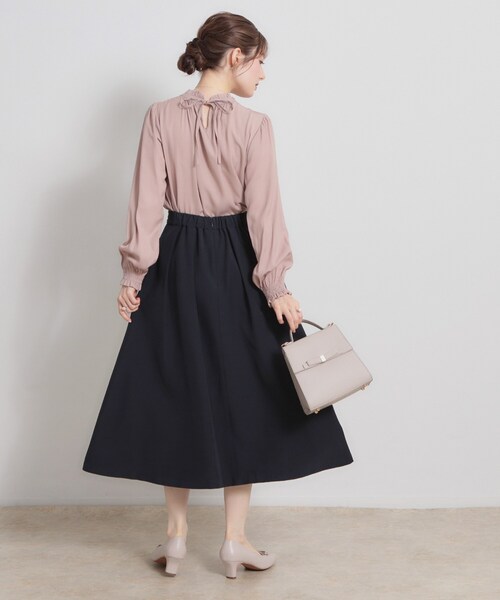 couture brooch（クチュールブローチ）の「【洗える・通勤】ビットベルト タックスカート（スカート・レディース・ブラウン系その他/ネイビー・36/40/38/42）」の12枚目の写真