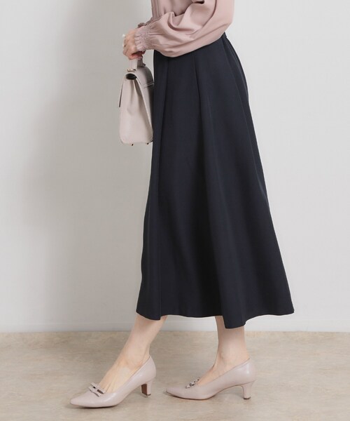 couture brooch（クチュールブローチ）の「【洗える・通勤】ビットベルト タックスカート（スカート・レディース・ブラウン系その他/ネイビー・36/40/38/42）」の14枚目の写真