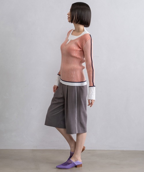 MARECHAL TERRE(マルシャルテル)の「ヘンリーネックレイヤードデザインニット(ニット/セーター・レディース・スモークピンク/ブラック/ライトグリーン/グレー・MEDIUM)」の12枚目の写真