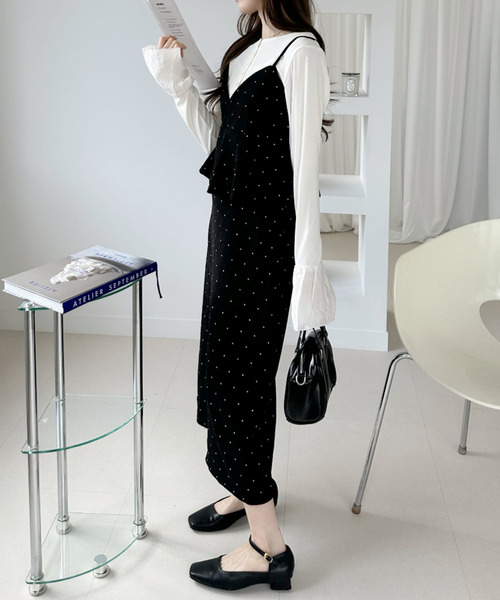 Ada.（エイダ）の「ドット ペプラム キャミ スリット ワンピース（ワンピース・レディース・ブラック系その他/ブラック/アイボリー/ホワイト系その他・L/M）」の10枚目の写真