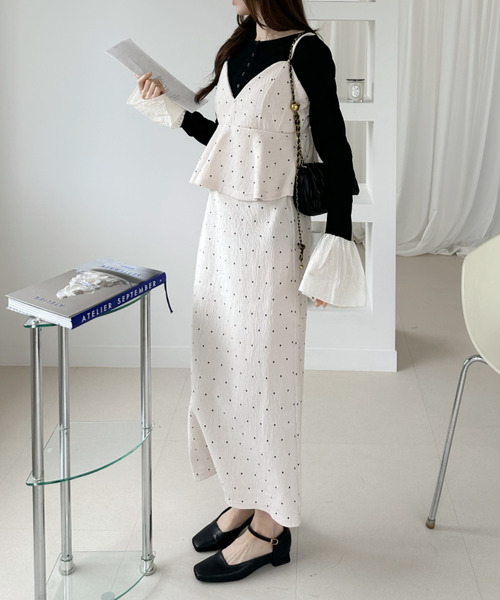 Ada.（エイダ）の「ドット ペプラム キャミ スリット ワンピース（ワンピース・レディース・ブラック系その他/ブラック/アイボリー/ホワイト系その他・L/M）」の20枚目の写真