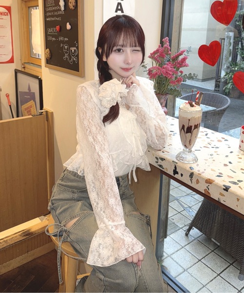 one way（ワンウェイ）の「レースフリルカーデ（シャツ/ブラウス・レディース・ベージュ/ホワイト/ブラック・FREE）」の5枚目の写真