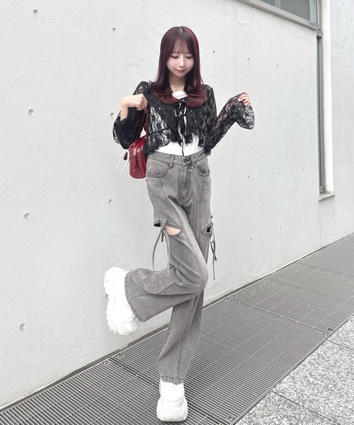 one way（ワンウェイ）の「レースフリルカーデ（シャツ/ブラウス・レディース・ベージュ/ホワイト/ブラック・FREE）」の6枚目の写真