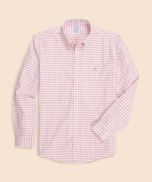 BROOKS BROTHERS(ブルックスブラザーズ)の「ストレッチオックスフォード GFロゴ シーズナルパターン カジュアルシャツ Regular Fit(シャツ/ブラウス・メンズ・ライトブルー/グリーン/ホワイト×レッド・LARGE/MEDIUM/X-LARGE/SMALL/X-SMALL)」の2枚目の写真