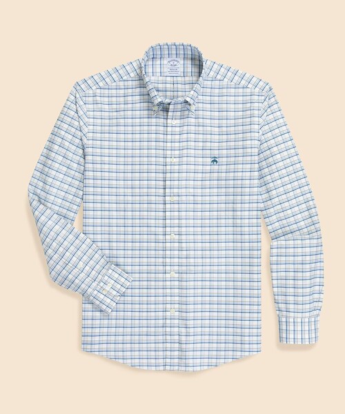 BROOKS BROTHERS(ブルックスブラザーズ)の「ストレッチオックスフォード GFロゴ シーズナルパターン カジュアルシャツ Regular Fit(シャツ/ブラウス・メンズ・ライトブルー/グリーン/ホワイト×レッド/ブルー/ネイビー/レッド/レッド系その他/ホワイト×ブルー/ストライプ/ブルー系その他・LARGE/MEDIUM/X-LARGE/SMALL/X-SMALL)」の3枚目の写真