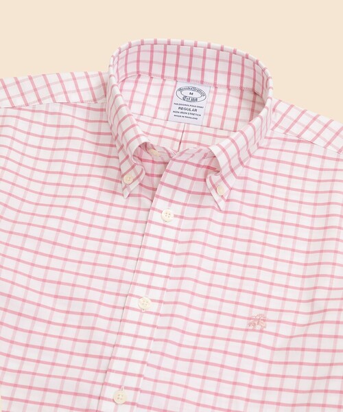 BROOKS BROTHERS(ブルックスブラザーズ)の「ストレッチオックスフォード GFロゴ シーズナルパターン カジュアルシャツ Regular Fit(シャツ/ブラウス・メンズ・ライトブルー/グリーン/ホワイト×レッド・LARGE/MEDIUM/X-LARGE/SMALL/X-SMALL)」の6枚目の写真