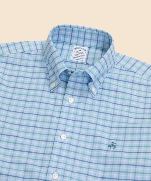 BROOKS BROTHERS(ブルックスブラザーズ)の「ストレッチオックスフォード GFロゴ シーズナルパターン カジュアルシャツ Regular Fit(シャツ/ブラウス・メンズ・ライトブルー/グリーン/ホワイト×レッド・LARGE/MEDIUM/X-LARGE/SMALL/X-SMALL)」の10枚目の写真