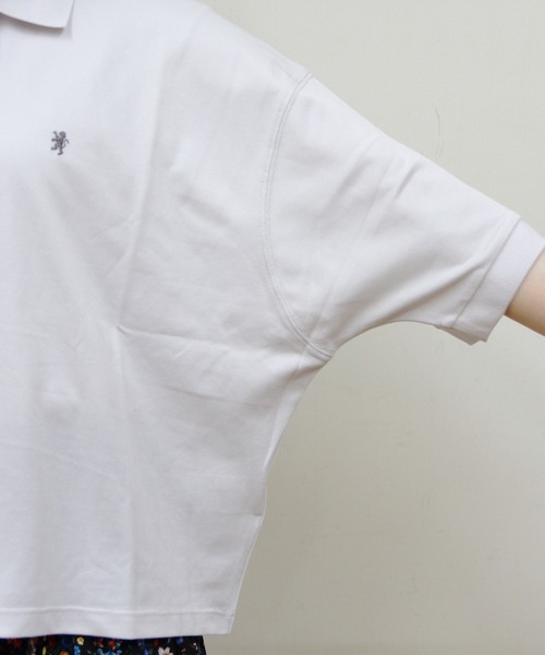 GYMPHLEX（ジムフレックス）の「Gymphlex/ジムフレックス　ポロカラードルマンスリーブプルオーバー　POLO COLLAR DOLMAN SLEEVE PULLOVER　GY-C0447 KKA（ポロシャツ・レディース・オフホワイト/ブルー/ブラック・14）」の14枚目の写真