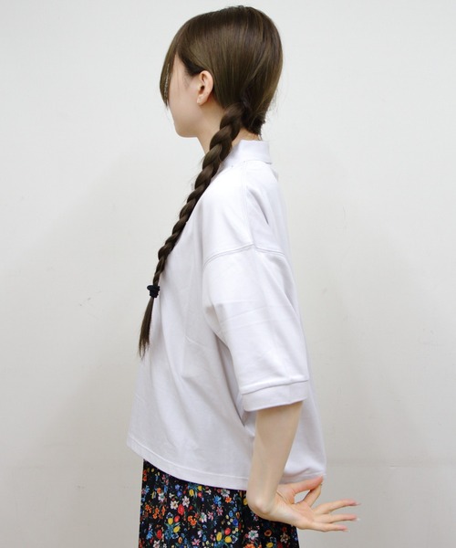 GYMPHLEX（ジムフレックス）の「Gymphlex/ジムフレックス　ポロカラードルマンスリーブプルオーバー　POLO COLLAR DOLMAN SLEEVE PULLOVER　GY-C0447 KKA（ポロシャツ・レディース・オフホワイト/ブルー/ブラック・14）」の15枚目の写真
