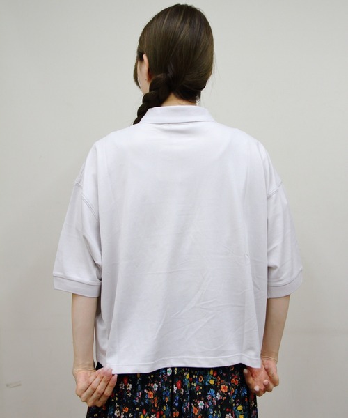 GYMPHLEX（ジムフレックス）の「Gymphlex/ジムフレックス　ポロカラードルマンスリーブプルオーバー　POLO COLLAR DOLMAN SLEEVE PULLOVER　GY-C0447 KKA（ポロシャツ・レディース・オフホワイト/ブルー/ブラック・14）」の16枚目の写真