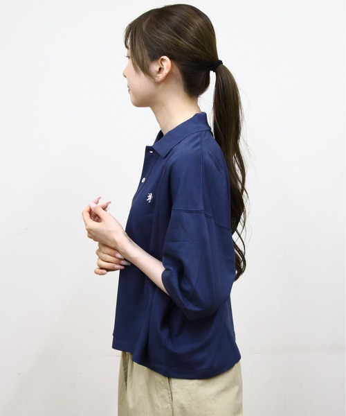 GYMPHLEX（ジムフレックス）の「Gymphlex/ジムフレックス　ポロカラードルマンスリーブプルオーバー　POLO COLLAR DOLMAN SLEEVE PULLOVER　GY-C0447 KKA（ポロシャツ・レディース・オフホワイト/ブルー/ブラック・14）」の19枚目の写真