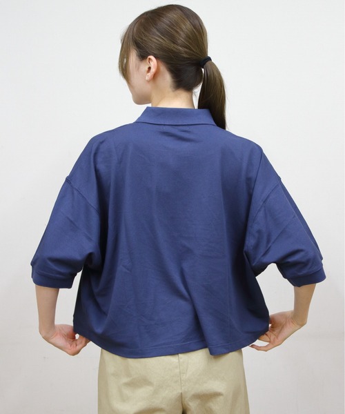 GYMPHLEX（ジムフレックス）の「Gymphlex/ジムフレックス　ポロカラードルマンスリーブプルオーバー　POLO COLLAR DOLMAN SLEEVE PULLOVER　GY-C0447 KKA（ポロシャツ・レディース・オフホワイト/ブルー/ブラック・14）」の20枚目の写真