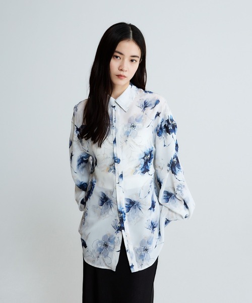 JEANASIS（ジーナシス）の「フラワーシフォンレギュラーシャツ/656732（シャツ/ブラウス・レディース・ブルー系その他/ホワイト系その他/ブラック系その他・FREE）」の13枚目の写真