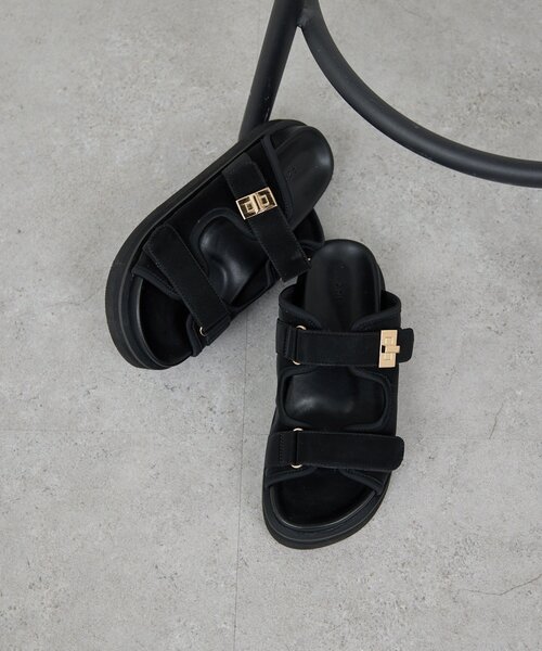 GALLARDAGALANTE(ガリャルダガランテ)の「【2.718】ダブルベルトサンダル(サンダル・レディース・ダークブラウン/ブラック・38/37/36)」の1枚目の写真