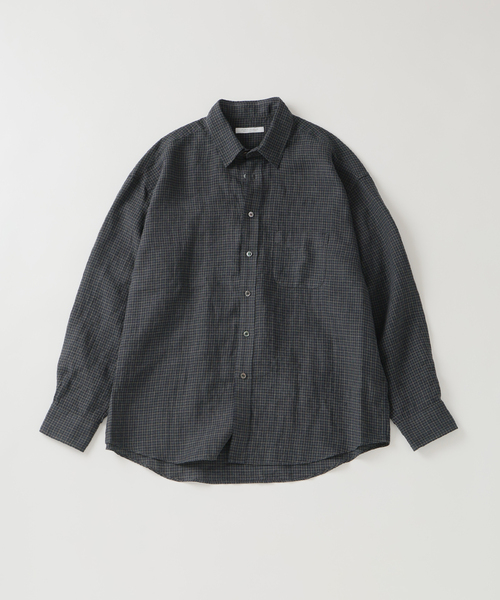 JOURNAL STANDARD(ジャーナルスタンダード)の「チェック ソフト リネン シャツ(シャツ/ブラウス・メンズ・ベージュ/オレンジ/クリアブルー/ブラック系その他・SMALL/MEDIUM/LARGE)」の1枚目の写真