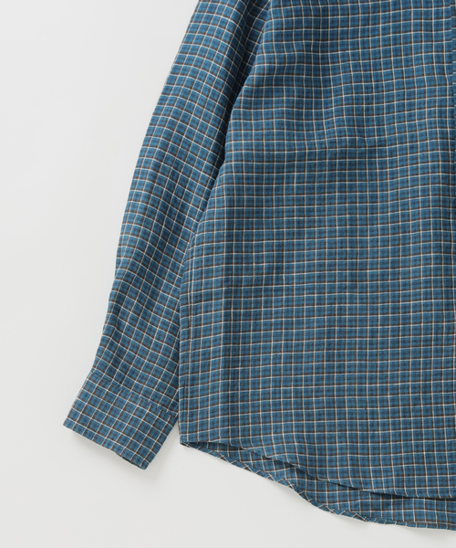 JOURNAL STANDARD(ジャーナルスタンダード)の「チェック ソフト リネン シャツ(シャツ/ブラウス・メンズ・ベージュ/オレンジ/クリアブルー/ブラック系その他・SMALL/MEDIUM/LARGE)」の5枚目の写真