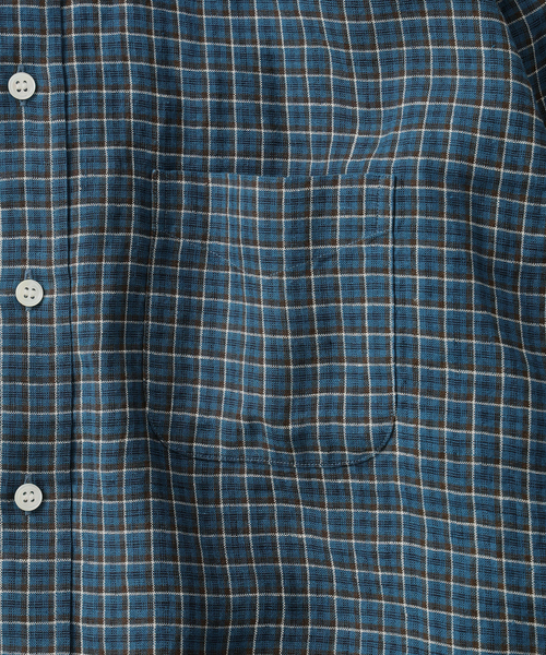 JOURNAL STANDARD(ジャーナルスタンダード)の「チェック ソフト リネン シャツ(シャツ/ブラウス・メンズ・ベージュ/オレンジ/クリアブルー/ブラック系その他・SMALL/MEDIUM/LARGE)」の7枚目の写真