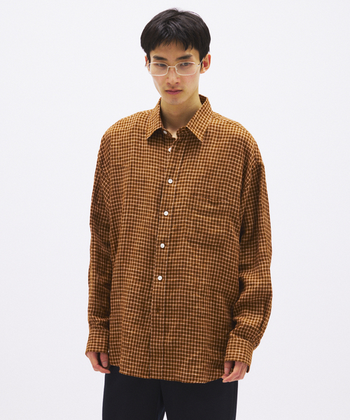 JOURNAL STANDARD（ジャーナルスタンダード）の「チェック ソフト リネン シャツ（シャツ/ブラウス・メンズ・ベージュ/オレンジ/クリアブルー/ブラック系その他・SMALL/MEDIUM/LARGE）」の16枚目の写真