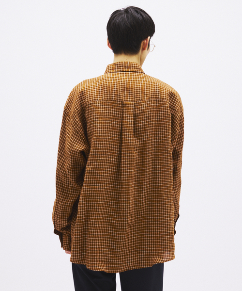 JOURNAL STANDARD（ジャーナルスタンダード）の「チェック ソフト リネン シャツ（シャツ/ブラウス・メンズ・ベージュ/オレンジ/クリアブルー/ブラック系その他・SMALL/MEDIUM/LARGE）」の18枚目の写真