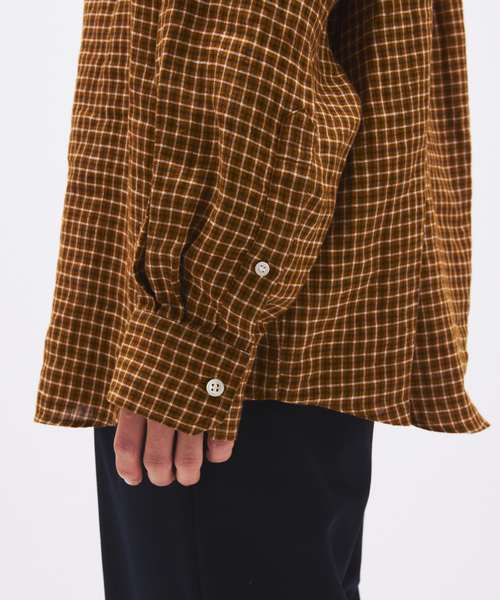 JOURNAL STANDARD（ジャーナルスタンダード）の「チェック ソフト リネン シャツ（シャツ/ブラウス・メンズ・ベージュ/オレンジ/クリアブルー/ブラック系その他・SMALL/MEDIUM/LARGE）」の20枚目の写真