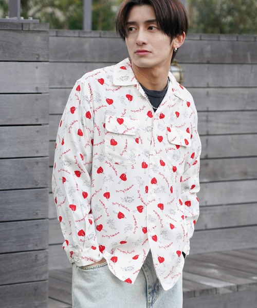TOWNCRAFT / タウンクラフト PRINTED LOOP COLLAR SHIRT 総柄 レーヨン ループカラーシャツ