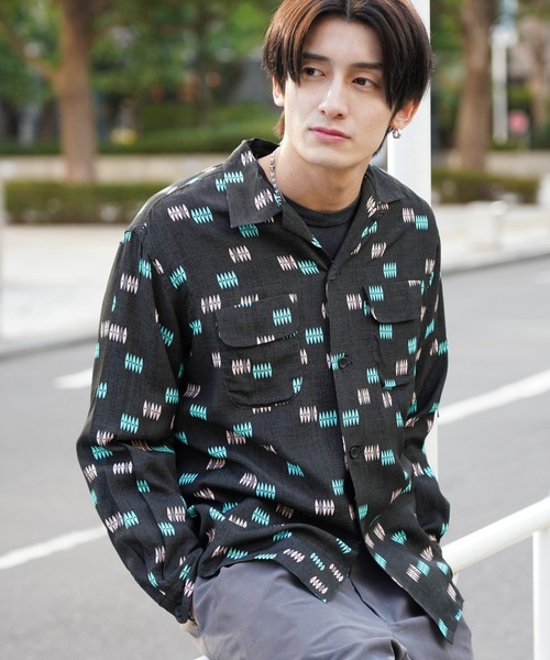 TOWNCRAFT / タウンクラフト PRINTED LOOP COLLAR SHIRT 総柄 レーヨン ループカラーシャツ