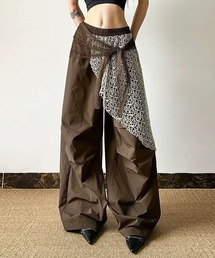 GLAMOROUS JANE | レースレイヤードナイロンワイドパンツ(その他パンツ)