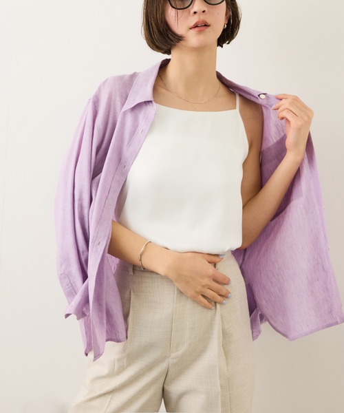 ROPE'（ロペ）の「サテンコンビジャージーキャミソール/イージーケア（キャミソール・レディース・オフホワイト/ブラック・FREE）」の2枚目の写真