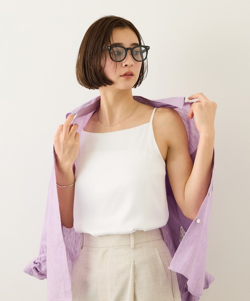 ROPE'（ロペ）の「サテンコンビジャージーキャミソール/イージーケア（キャミソール・レディース・オフホワイト/ブラック・FREE）」の16枚目の写真