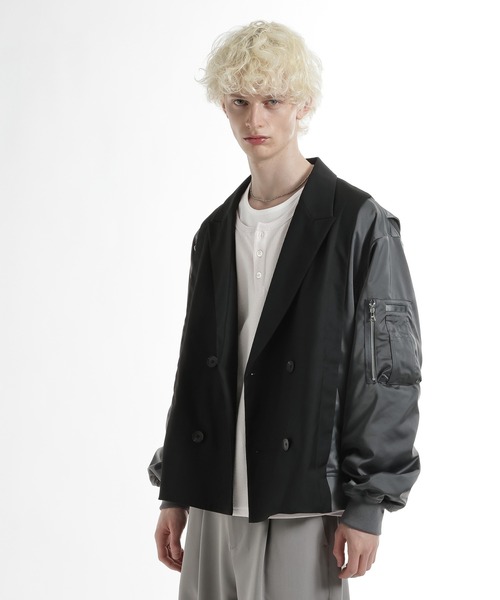 HARE（ハレ）の「MA-1ドッキングジャケット(HARE)（テーラードジャケット・メンズ・ネイビー/ブラック・FREE）」の10枚目の写真